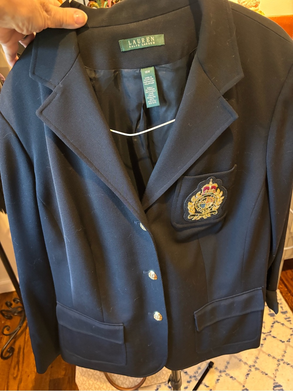 LAUREN Ralph Lauren Navy Crest Blazer with Gold Buttons